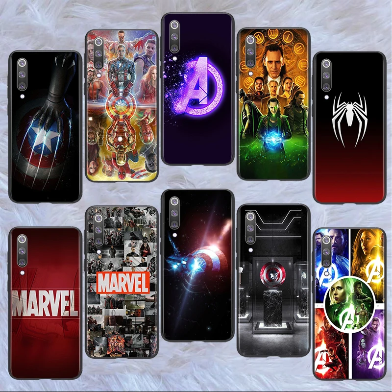 

Marvel logo For Xiaomi Mi 12 12X 11T 11i 11 10T Note 10 9T 9 SE A3 CC9E Pro Lite Ultra TPU Black luxury Silicone Soft Phone Case