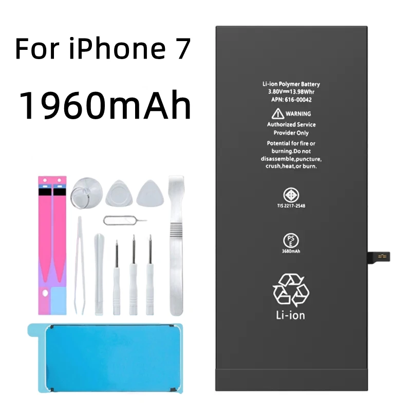 2023 New Phone Battery For IPhone 7 IPhone7 With Free Repair Tools Kit 1960mAh Original High Capacity Bateria Replacement enlarge