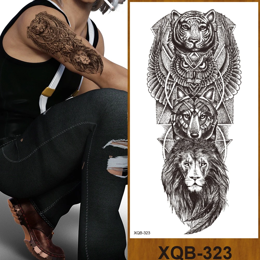 Временные татуировки-наклейки змея медведя Сова лиса Русалка тигр волк Лев