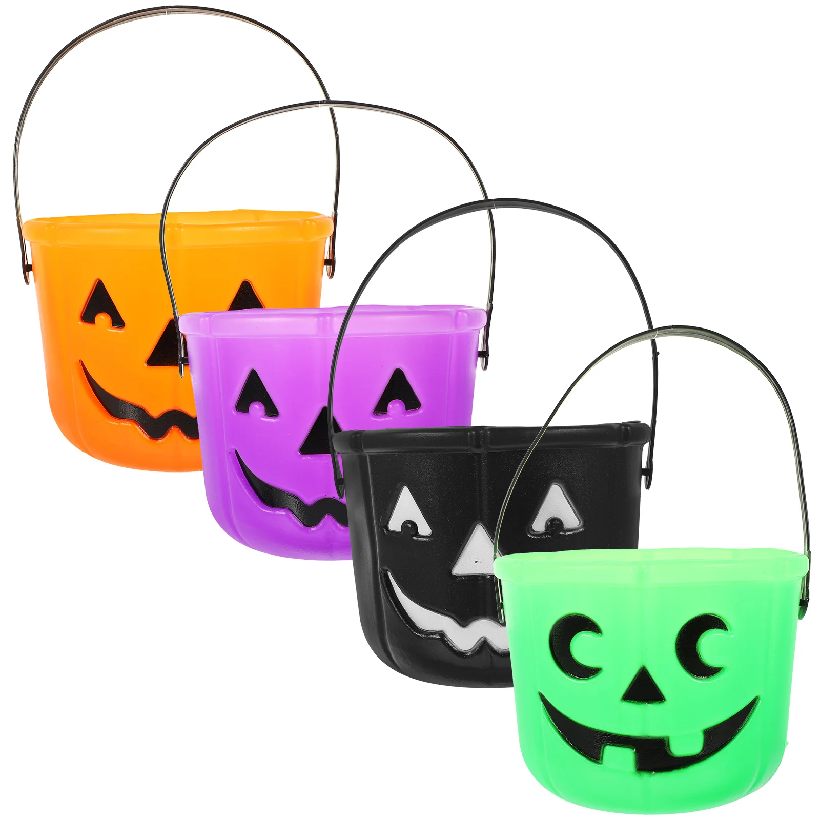 

4 Pcs Portable Pumpkin Bucket Candy Holder Creative Jar Party Plastic Child