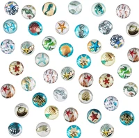 140pcs 12mm summer ocean theme glass dome cabochons starfish shell half round cabochons for necklace jewelry making 70 styles
