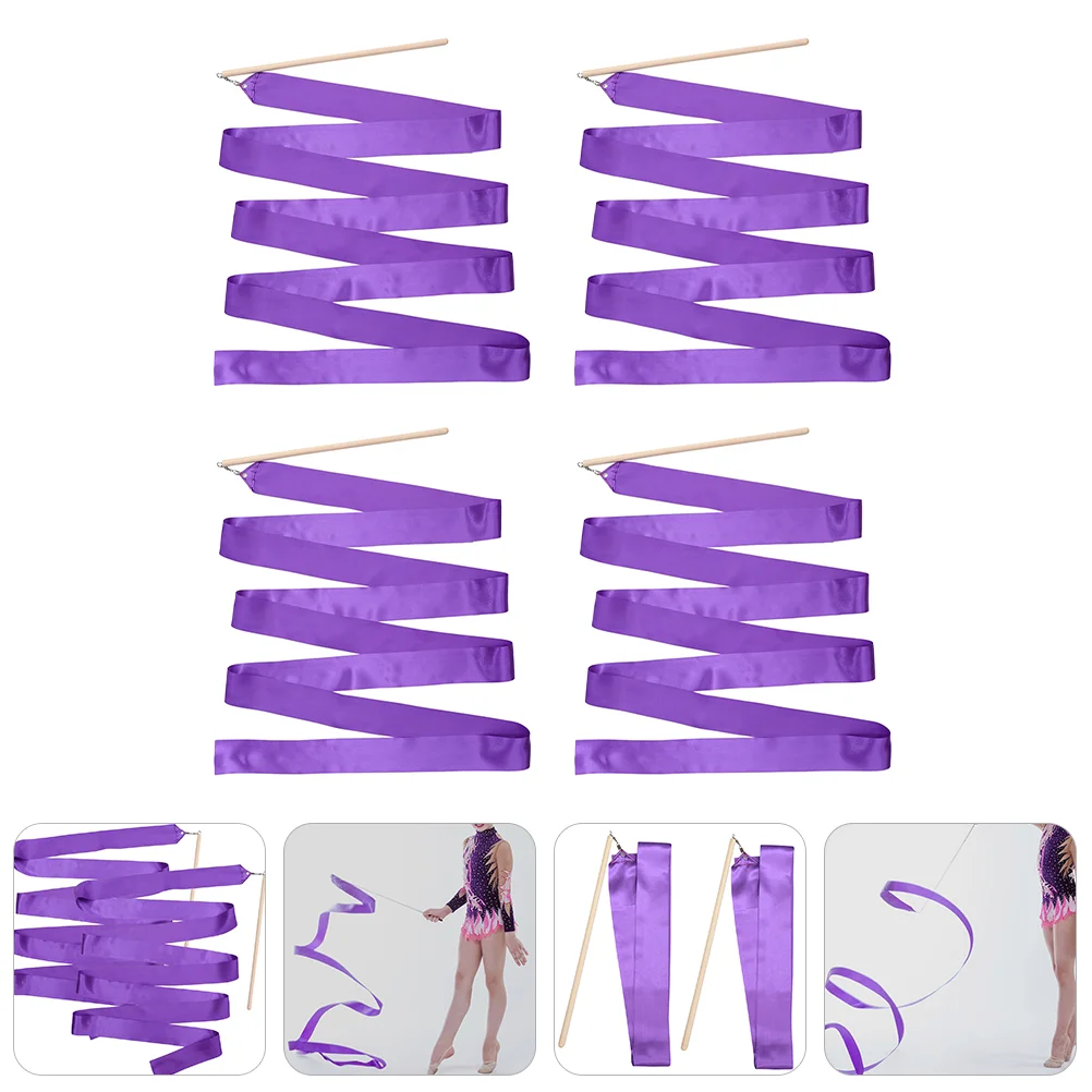 

4 Pcs Gymnastics Ribbon Performance Streamer Fairy Gifts Exercise Equipment Wand