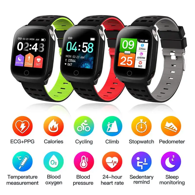 

Smart Bracelet Temperature Measurement Ecg Ecg+Ppg Blood Pressure, Blood Oxygen and Heart Rate Meter Step Monitoring