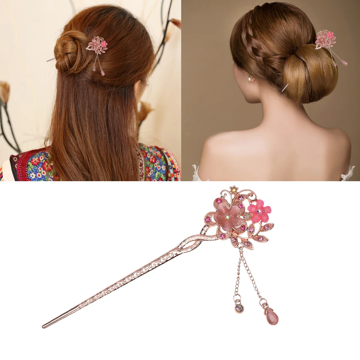 Sticks Wedding Hair Accessories Vintage Decorate Embellishments Blue Chinese Hairpin Miss Dangle Earrings