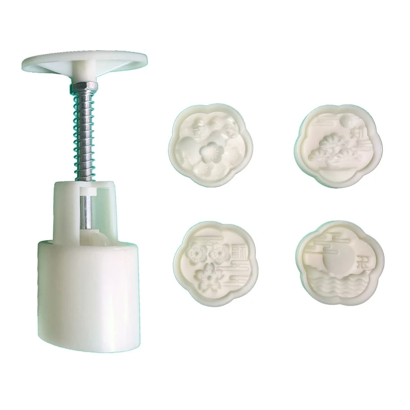 

Cookie Stamp Plum Flower Shape Moon Cake Mold Set Festival DIY Hand Press Cookie