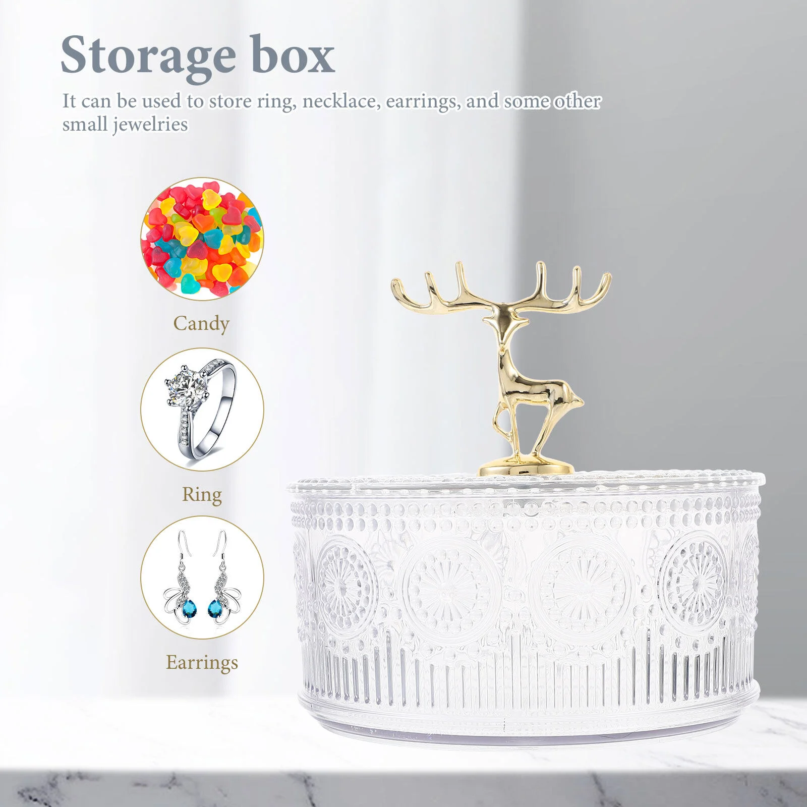 Fruit Dish Decorative Jewelry Storage Case Earring Organizer Jar Container The Pet Women Trinket Miss