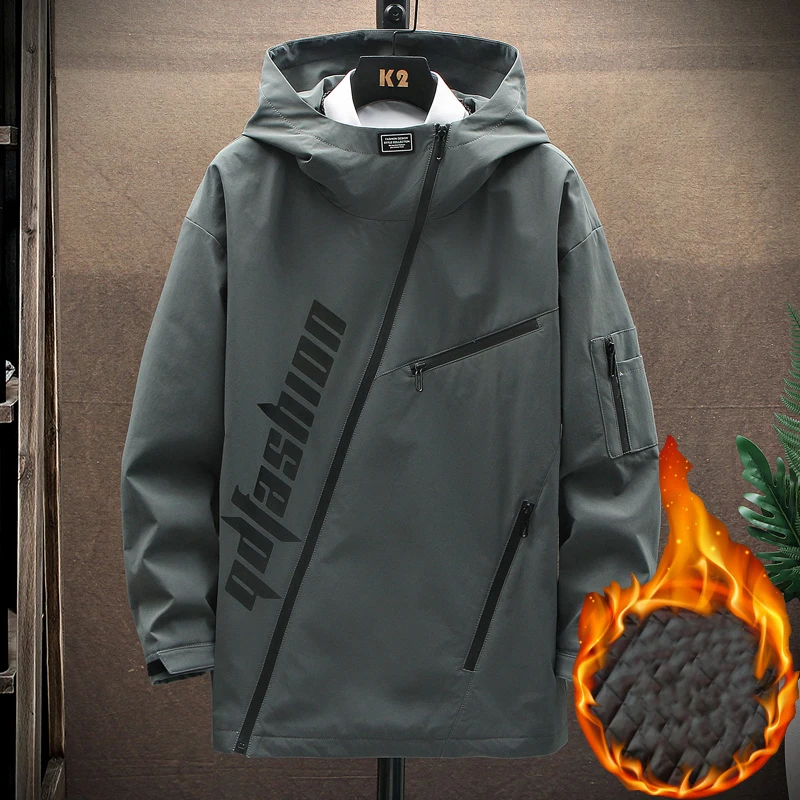 Fashion 2023 Autumn Winter Mens Cotton-Padded Jacket Casual Warm Hooded Coat Hip Hop Streetwear Thick Parkas Youth Tops Clothing