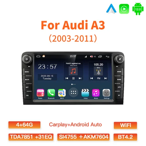 Автомагнитола GATAXASKY для Audi A3 8P S3 RS3 2003-2012, 8 дюймов, Android 11, GPS, Wi-Fi