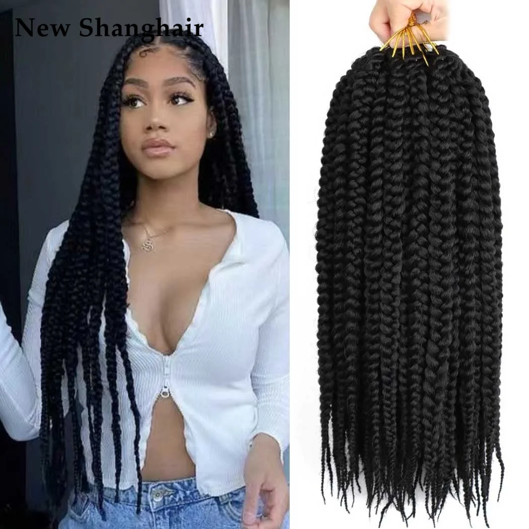 

14 Inch Jumbo Box Braids Crochet Hair Pre looped 80g/pcs Crochet Box Braids Bohemian Box Braid Hair for Black Women NS21