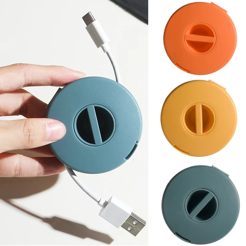 

Round Wire Winder Box Portable Multifunctional Data Cable Storage Case Cable Container USB Charger Holder Wire Management Box