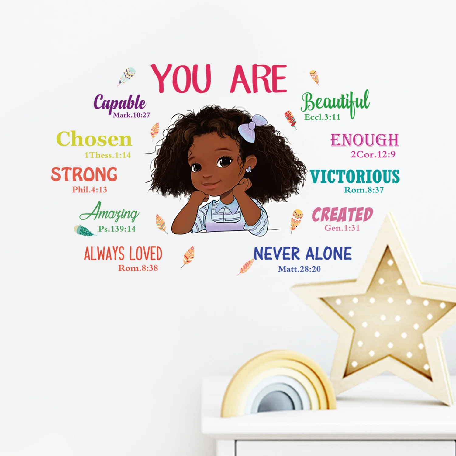 Мультяшная девушка красочный английский Стикеры с пословицами на стену самоклеящийся ПВХ домашний декор для гостиной спальни