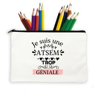 Thanks Atsem French Print Makeup Bag School Stationery Supplies Pencil Case Makeup Wash Pouch Storage Bag Travel Best Gifts