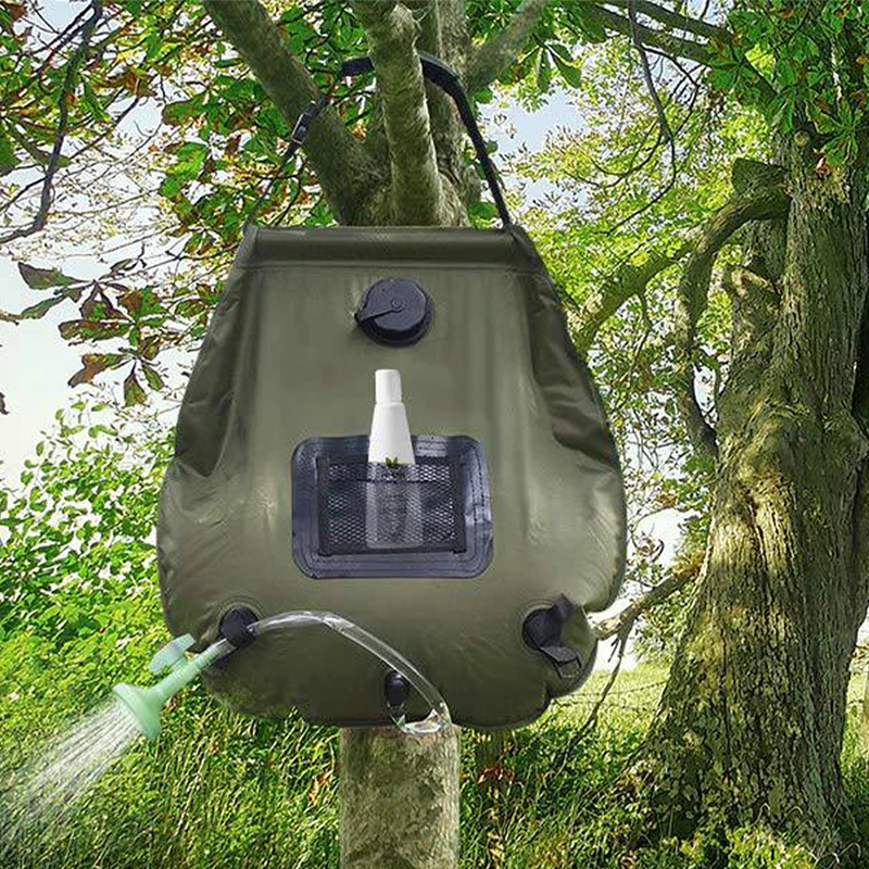 

Мешок для воды 20 л, уличная Портативная сумка для душа на солнечной батарее, мешок для воды из ПВХ для кемпинга, душа, нажимного душа, складны...