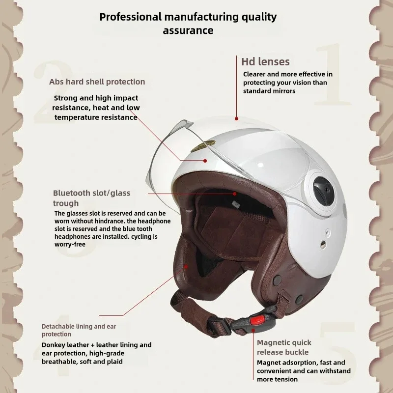 Сертифицированный 3C электрический мотоциклетный ретро-защитный шлем