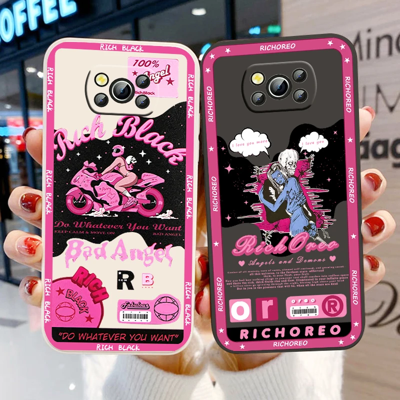 

Luxury Girl Skull Art Cool Phone Case For Xiaomi Mi Poco X4 X3 C40 C31 C3 M4 M3 F4 F3 GT Pro NFC Soft Liquid Rope Cover