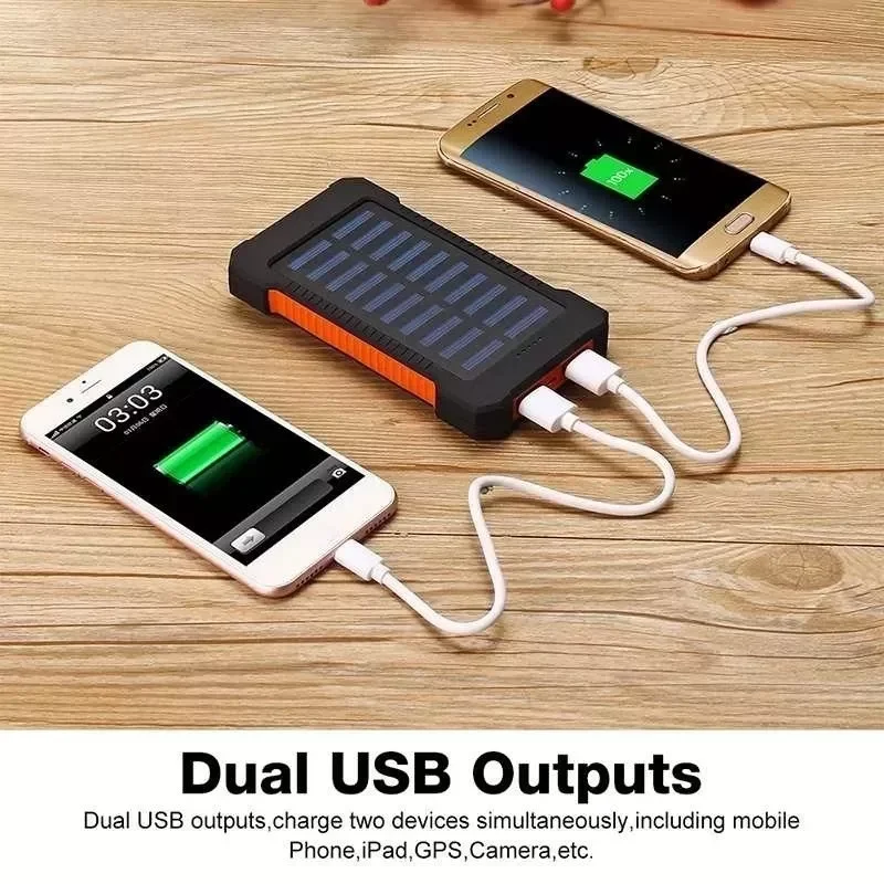 

30000mAh Solar Bank Large-Capacity Portable Mobile Charger LED Outdoor Travel PowerBank