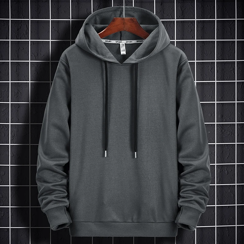 

New Hoodie Sweatshirt Men Autumn Casual Long Sleeve Solid Color Sports Hoodies Male Oversize Loose Hip Hop Streetwear Men