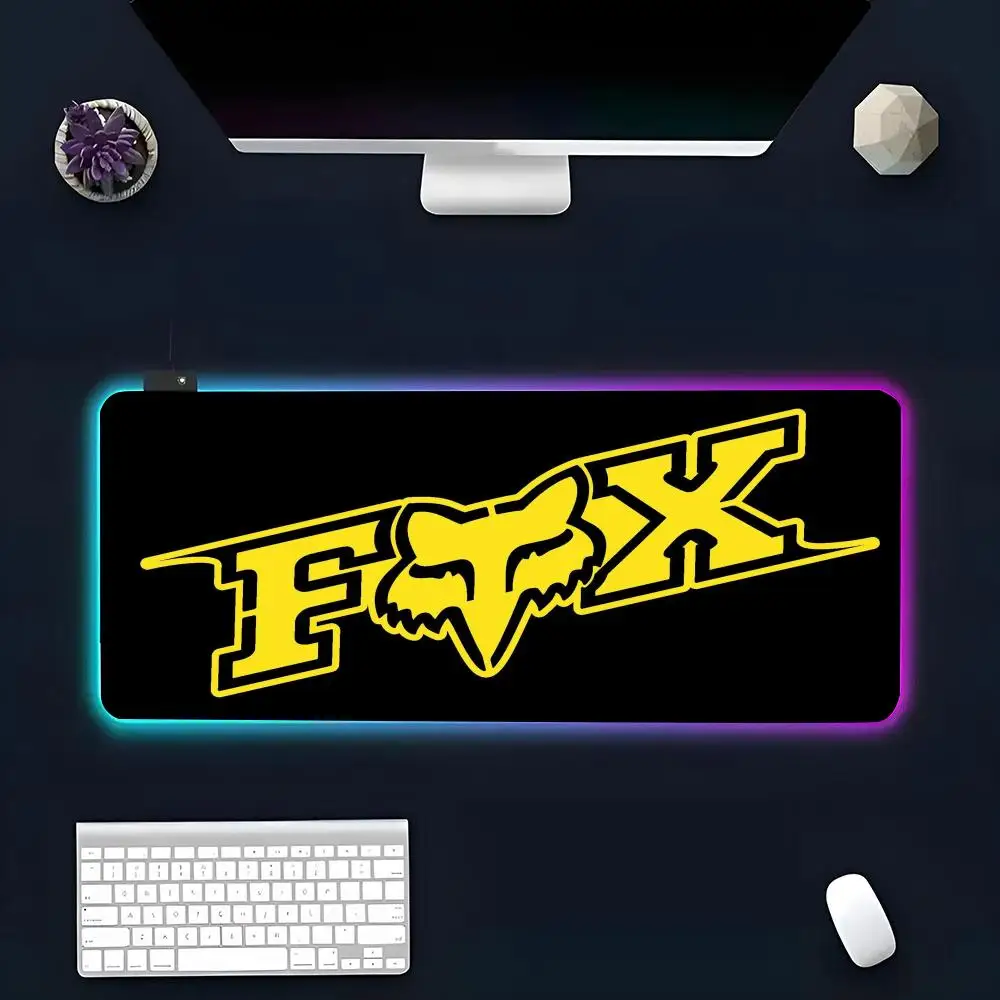 Is Car F-Fox Racing Logo MINISO Mouse Pad RGB Glow Personality Picture Custom PC Table Mat Carpet Game Player Dedicated LED