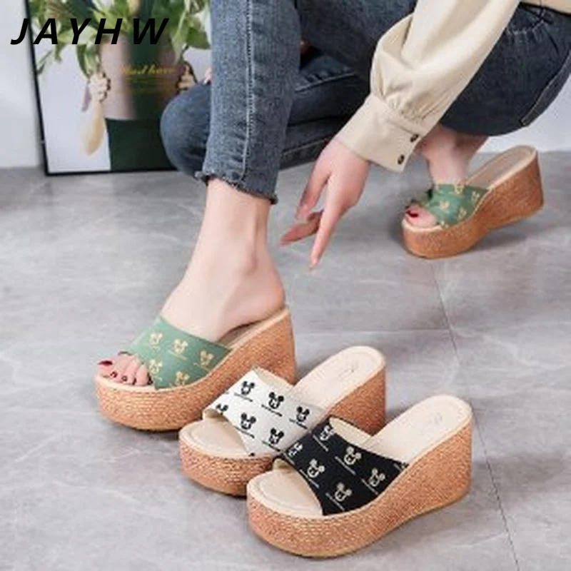 

2022 Summer New Slippers Platform Wedge Sandals One Word Casual Sandals Women's Shoes Zapatos De Mujer Slippers