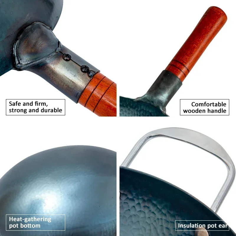 Традиционная железная вок ручной работы настоящая молотковая ВОК традиционная