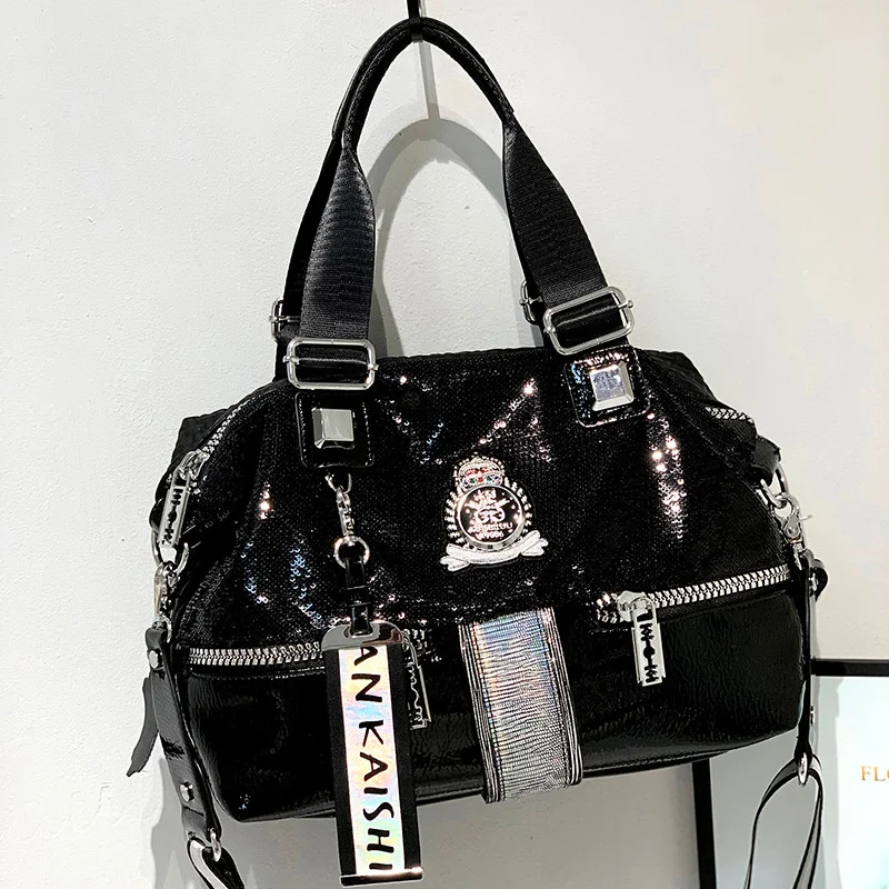 

Large Capacity Women Handbag 2023 New 2023 Trend Tote Sequins Silver Casual Single Diagonal Bag Shoulder Bags Bolsa Feminina