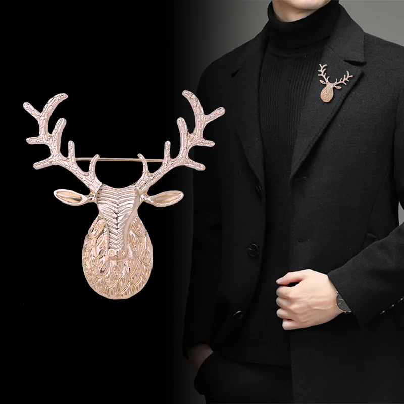 

Retro Metal Animal Elk Deer Brooch Lapel Pin Men's Suit Coat Badge Corsage Fashion Jewelry Accessories Christmas Gifts