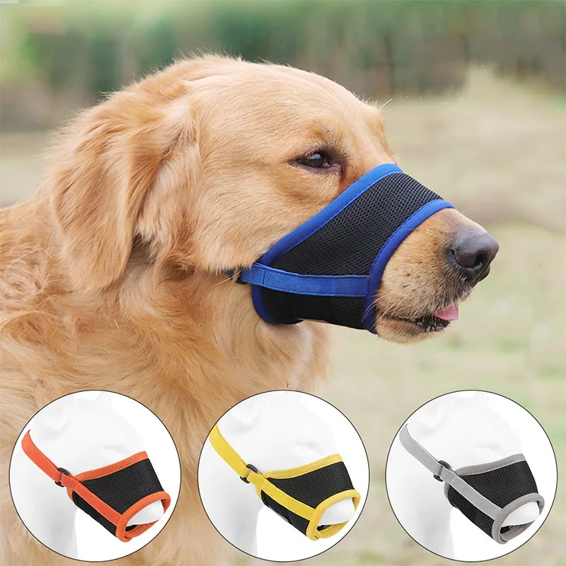 

New Adjustable Soft Mesh Small Medium Large Dog Muzzle Pet Accessories Breathable Anti Bark Pet Puppy Mouth Mask Cover Muzzles
