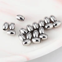 10 40pcs oval stainless steel beads cylinder spacer loose bead for leather charm pendants bracelet necklace jewelry making diy