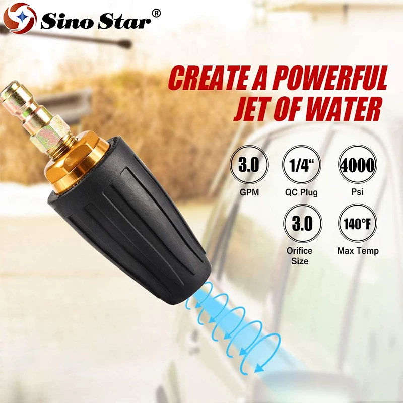 Pressure Washer Tips Turbo Nozzle Spray Tips For Power Washer Max 2-4000PSI Rotating Pressure Washer Nozzle 1/4'' Quick Connect