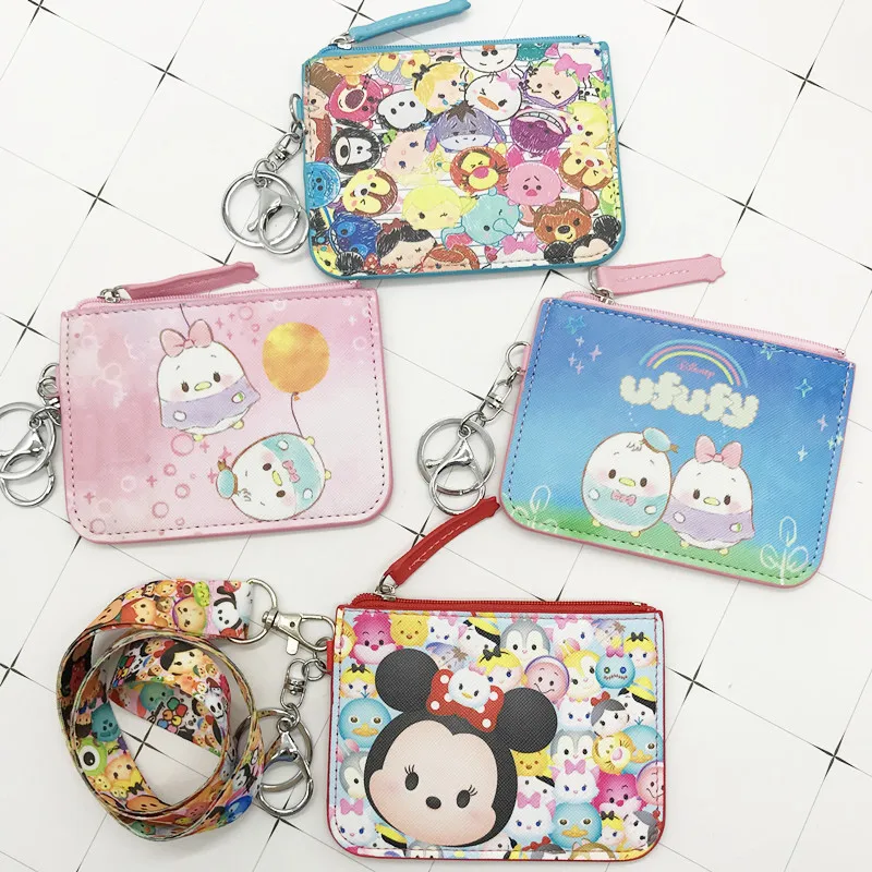 

Disney Stitch hanging neck card holder card Mickey Mouse Minnie Mouse Cartoon ID card shell leather case bus card hold