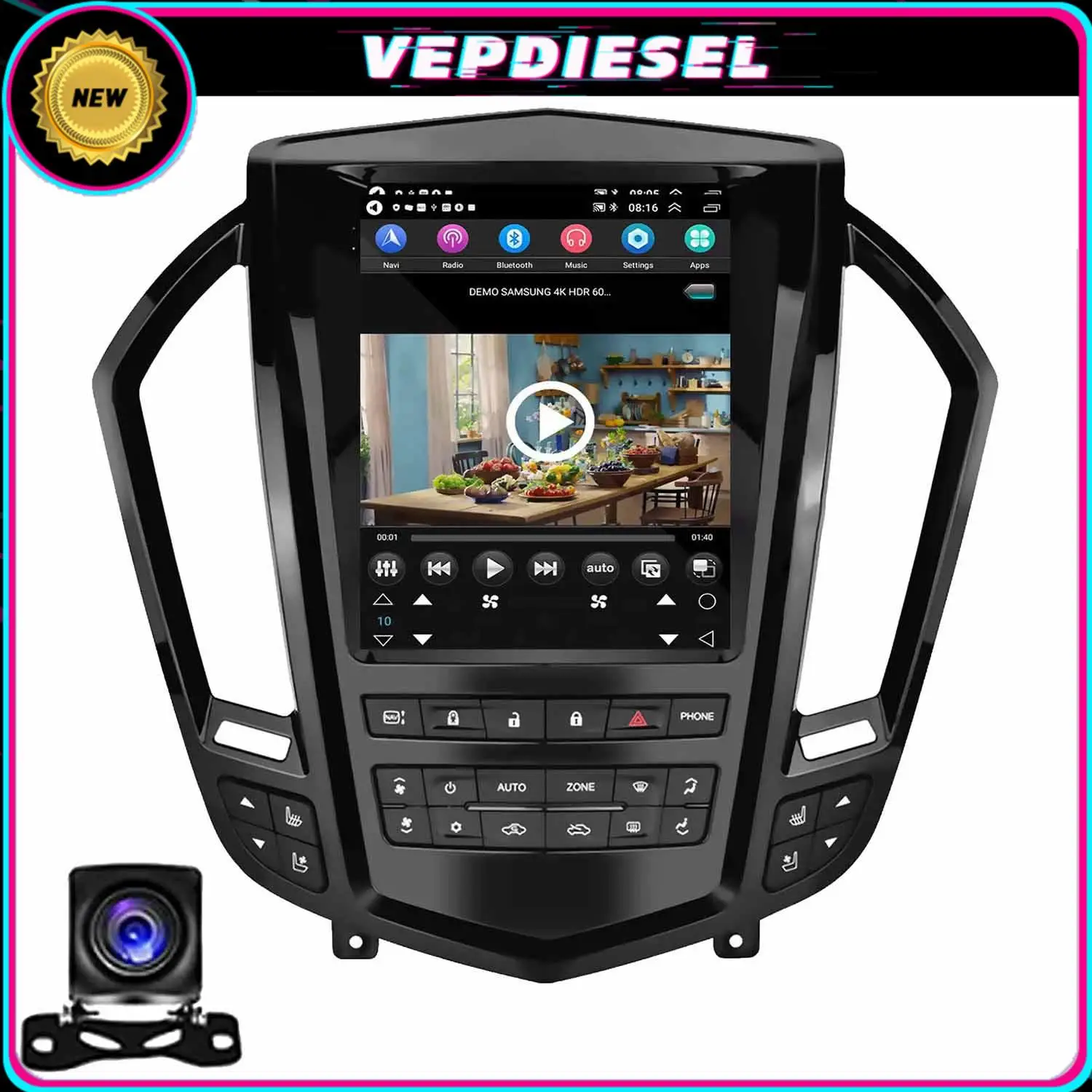 

9,7-дюймовая автомобильная стереосистема Android 12, GPS BT Apple Carplay, 2 ГБ ОЗУ + 32 ГБ ПЗУ для Cadillac SRX 09-2012, автомобильные аксессуары для центрального управления