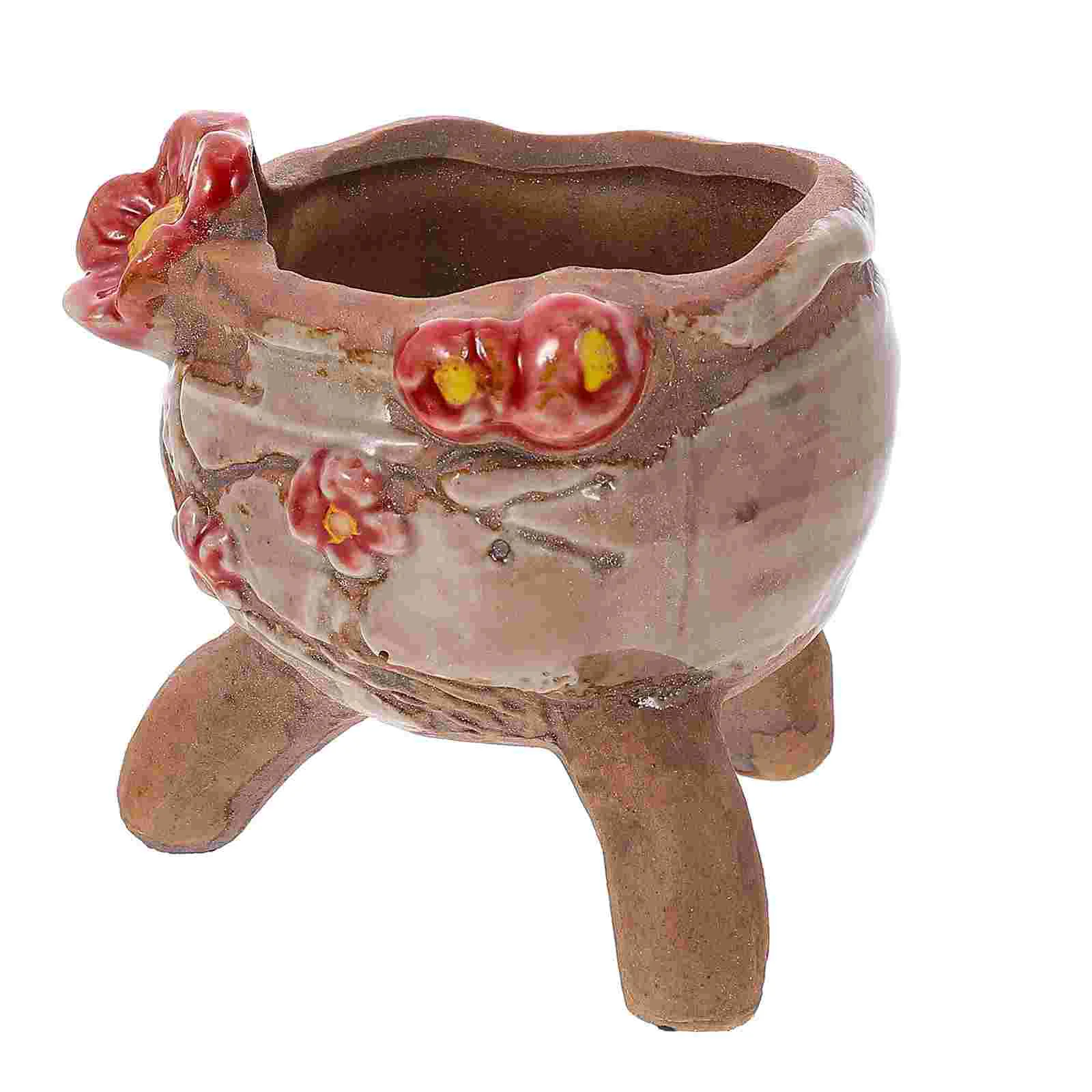 

Flower Planting Pot Decorative Crude Pottery Flowerpot Breathable Succulents Planter