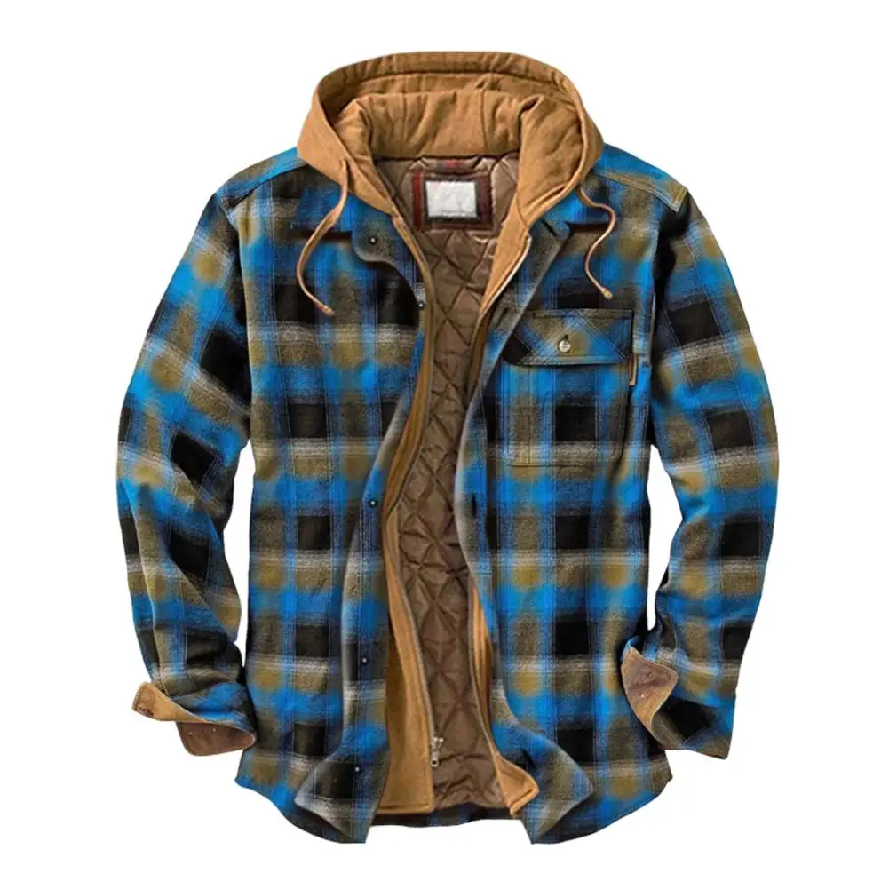 

New Winter/Autumn Men's Jacket Plaid Thickened Fake Two-piece Jacket for Casual Winter Everyday Wear