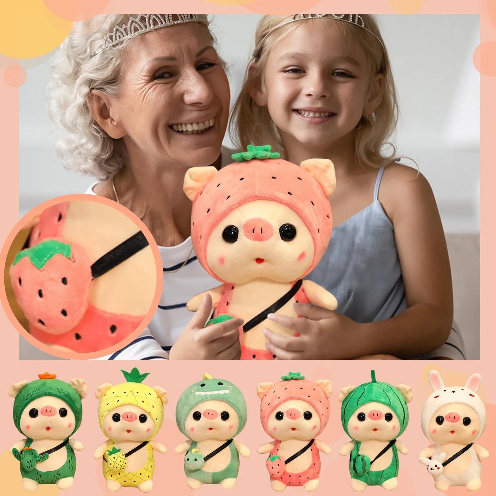 

Милая плюшевая игрушка в виде свиньи, 25-35 см, супермягкая плюшевая подушка в виде фруктов, свиньи, арбуза, клубники, набивная кукла для детей, милые рождественские подарки