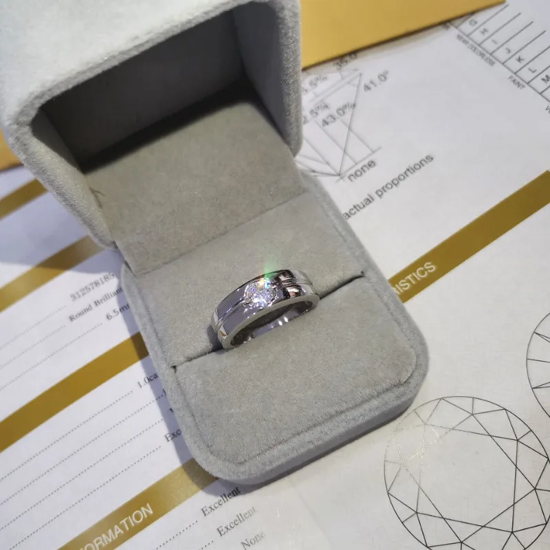 Мужское кольцо с муассанитом карата из серебра 925 пробы