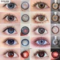 ovolook 2pcspair brown blue red beauty pupil contact lenses for eyes comestic colored eye lenses eye color lens with cute case