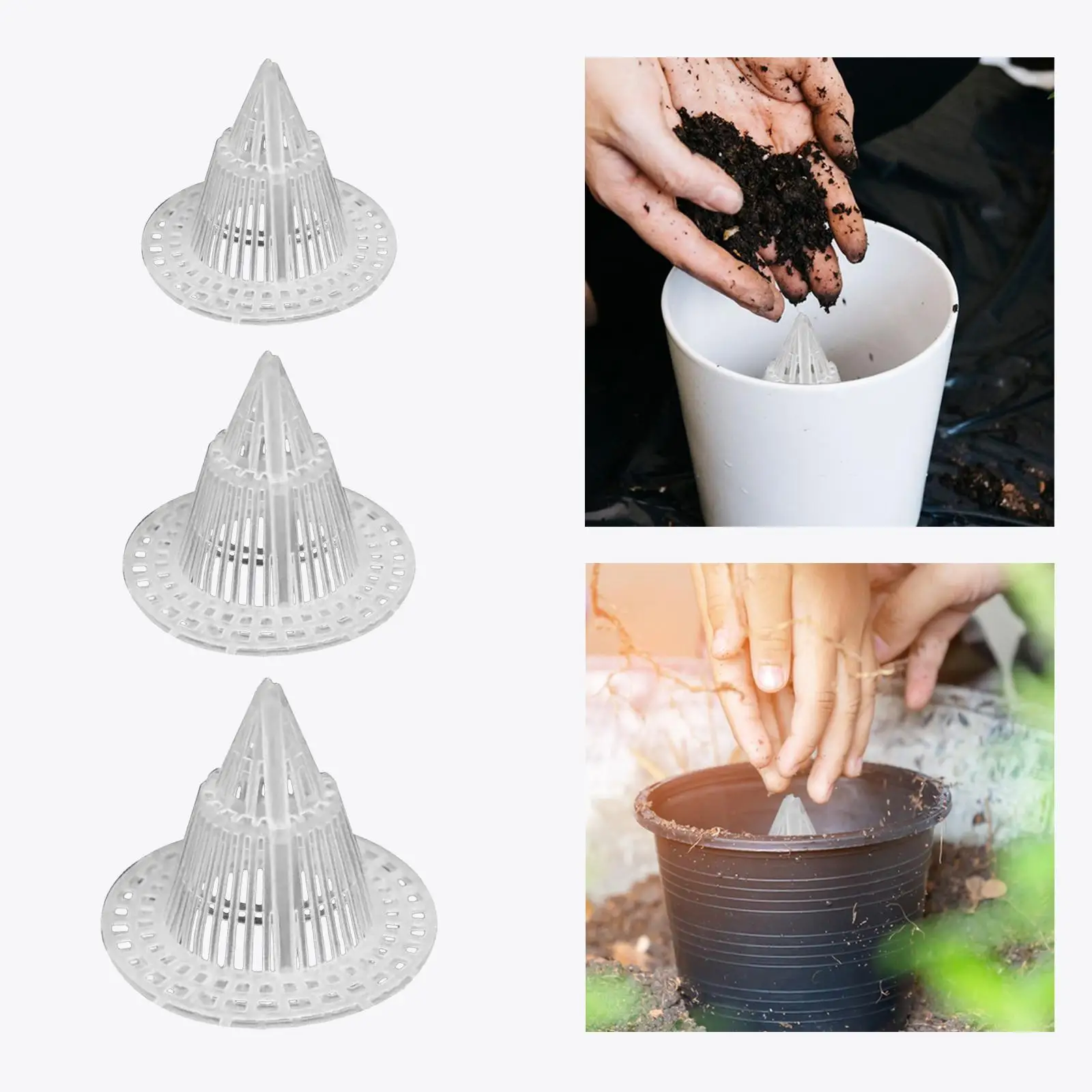 Упаковка Из 100 Конусных Вкладышей Для Цветочных Горшков. Дышащие Дренажные