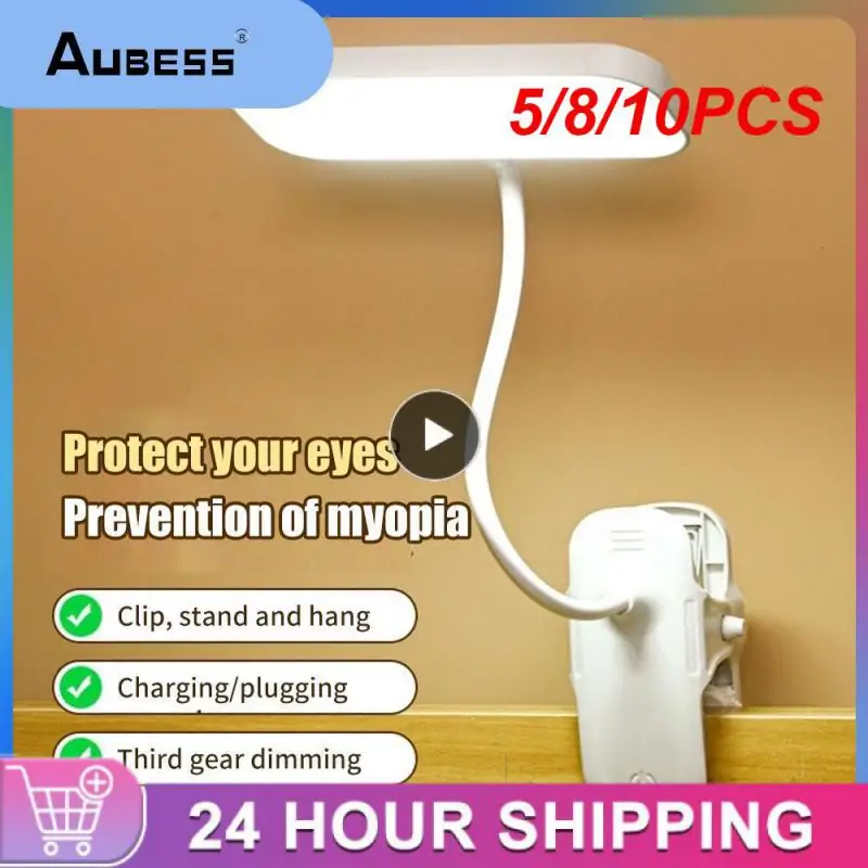 

5/8/10PCS Household Eye Protection Night Reading Desk Lamp Flexible Table Lamp With Clip Touch Button Clip Led Light