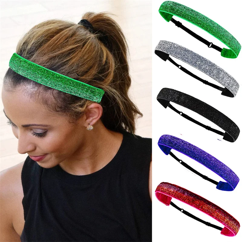 

Fashion Women Kids Elastic Headband Non-slip Shiny Bezel Headwear Onion Velvet Hairband Yoga Sport Hairband Flash Hair Turban