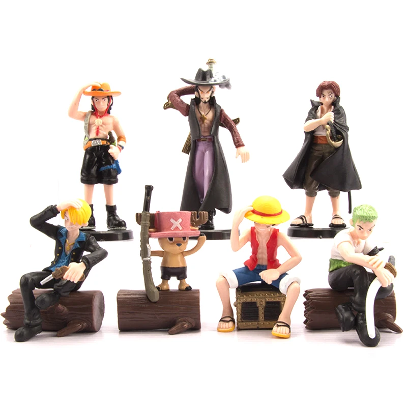 

7pcs/lot Anime One Piece Luffy Zoro Dracule Mihawk Sanji Ace Shanks PVC Action Figure Collection Model Toy Gifts Collectable10cm