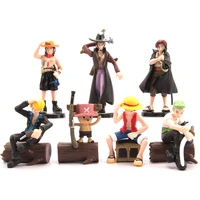 7pcslot anime one piece luffy zoro dracule mihawk sanji ace shanks pvc action figure collection model toy gifts collectable10cm