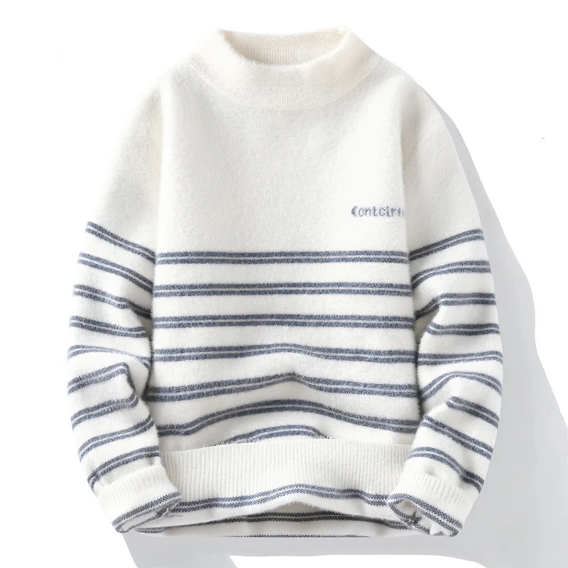 

TFETTERS синель зимний свитер Мужская мода полосатый удобный Kpop Трикотаж Мужская повседневная одежда с круглым вырезом Новинка 2023 одежда для подростков