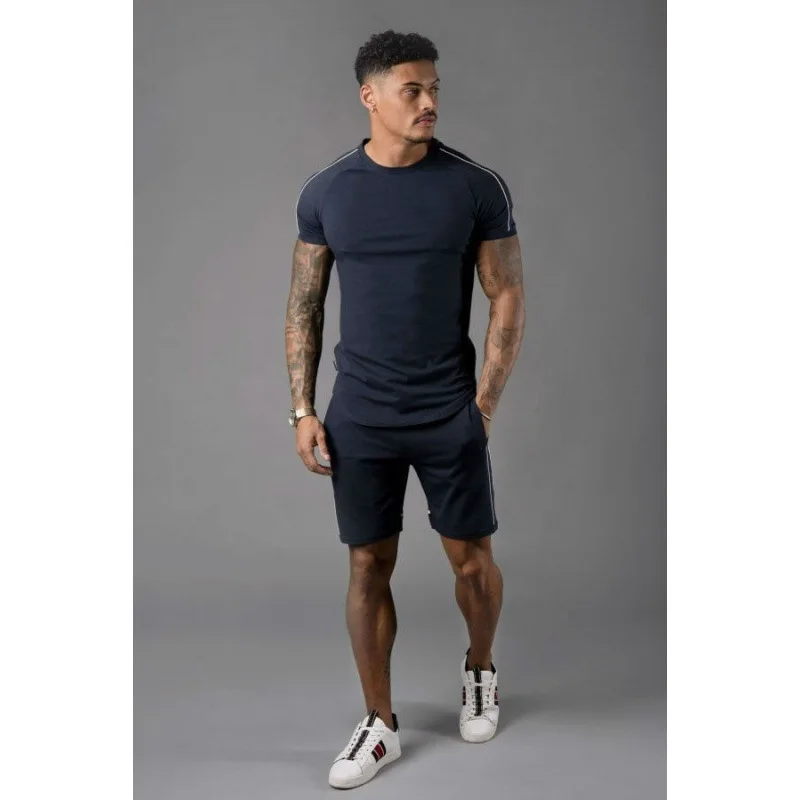 Men's Tracksuit Casual Cotton Short-sleeved T-Shirt Shorts 2-piece Suit 2022 Summer Sportswear Loose Men's Clothing Suit