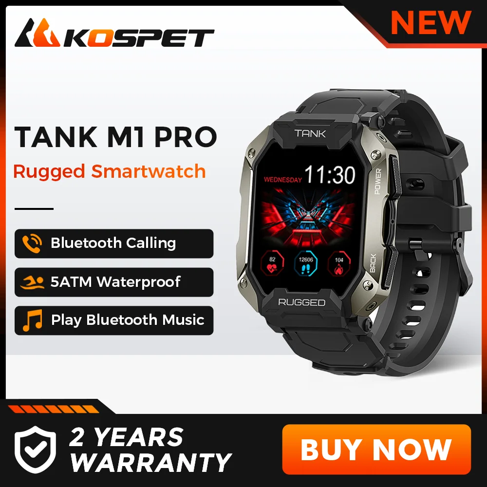 Smartwatch 2022 KOSPET TANK M1 PRO Smart Watch Bluetooth Call Смарт-часы Мужские прочные спортивные часы на