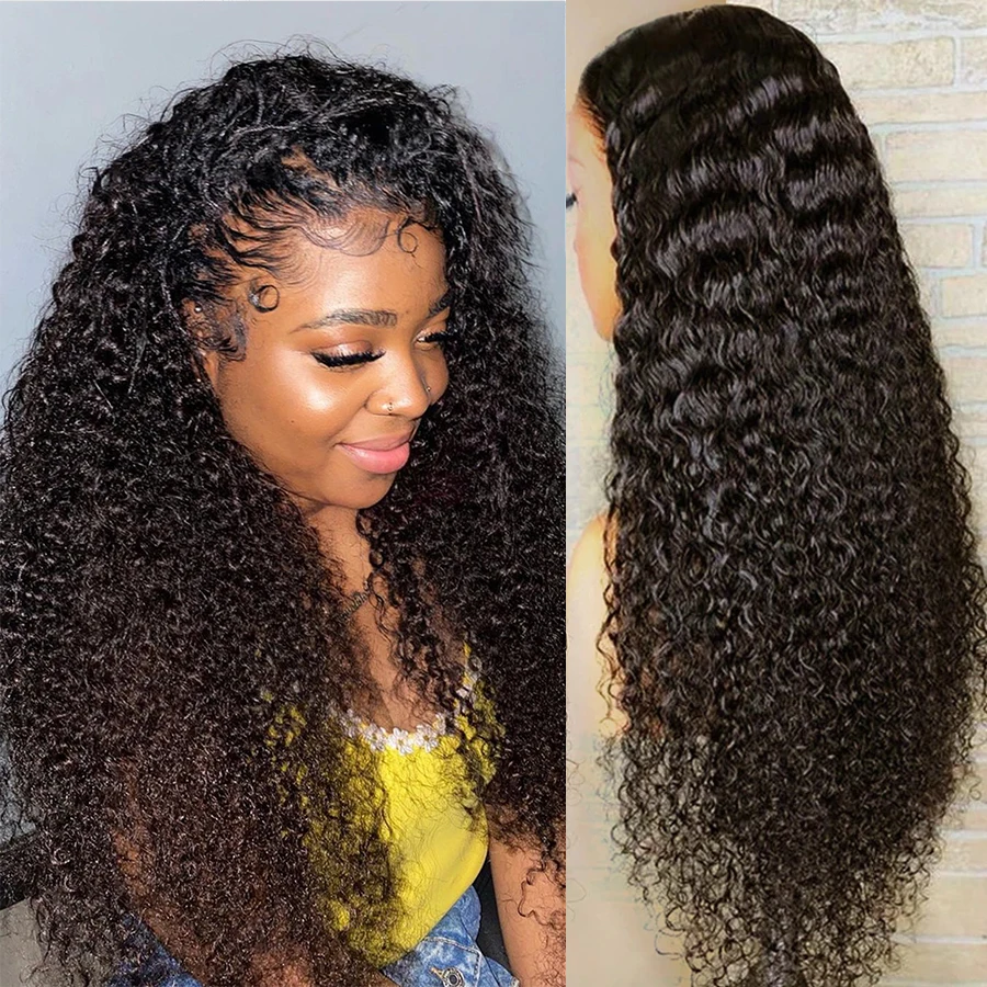 

Парик Женский на сетке, с предварительно выщипанными прозрачными кудрявыми натуральными волосами, бразильский, с глубокой волной, 30, 40 дюйм...