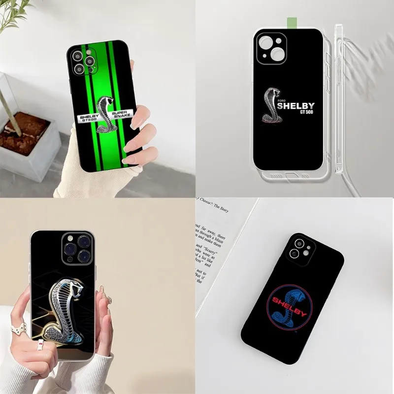 

Брендовый автомобильный чехол для телефона Ford Shelby 2023 для IPhone 14 12 13 11 Pro Max Mini X XR XS Max 7 8 Plus, черный с прозрачным покрытием