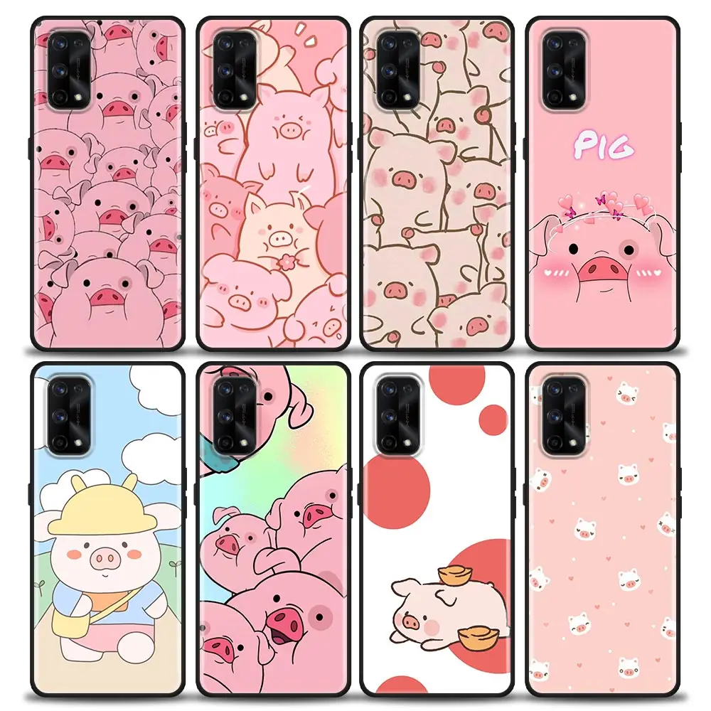 

Funda Case For OPPO Realme X50 X7 XT X 10 9 9I 8 8I 7 7I 6 5 Pro Plus 5G Soft Phone Case Capa Para Shell Cute Cartoon Pink Pig