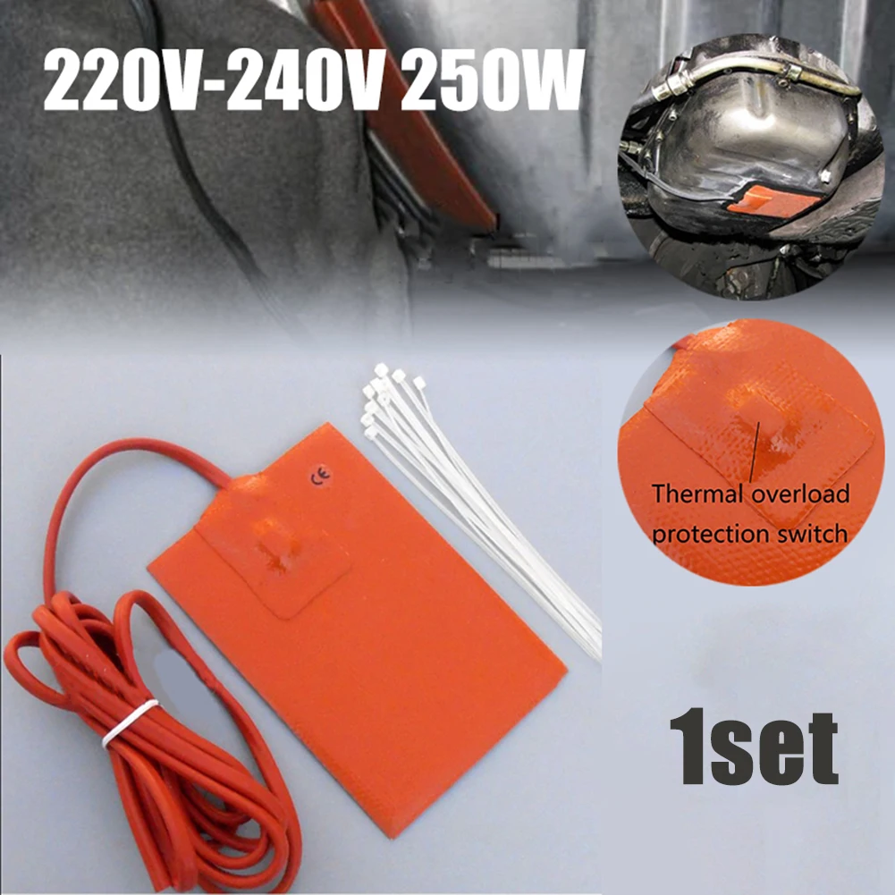 

9x13 см AC 220 В-240 В 240 Вт поддон для моторного масла, резервуар, нагреватель, коврик, силиконовый нагревательный коврик, блок, гидравлический рез...
