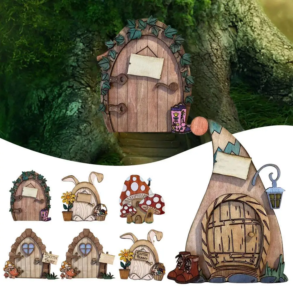 

Miniature Fairy Door Figurines Statues Elf Gate Mold Dwarf Window Tree Decor Accessories With Engraved Design Fairy Garden Door