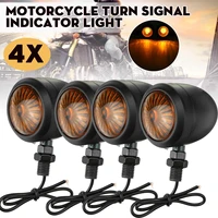 2 pcs motorcycle turn signals indicator universal 12v retro motorbike signal lights metal blinkers black chrome